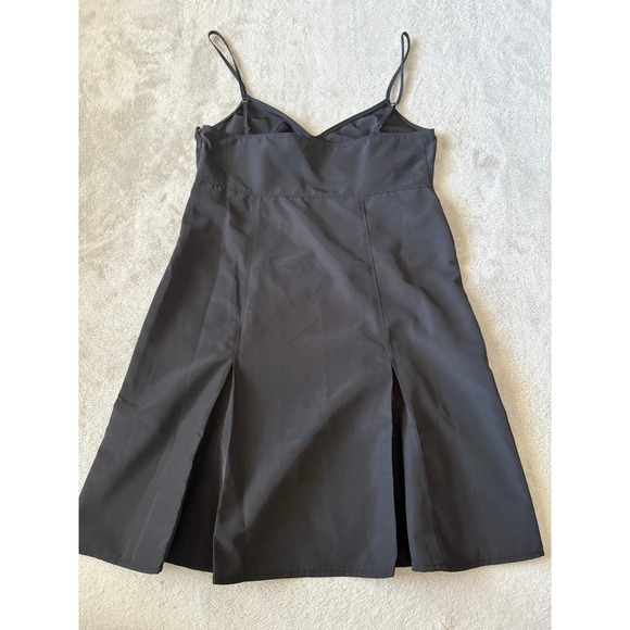 Open‎ Edit Taffeta Pleated Sleeveless Minidress Sleeveless Slit Black XXS - Picture 4 of 7